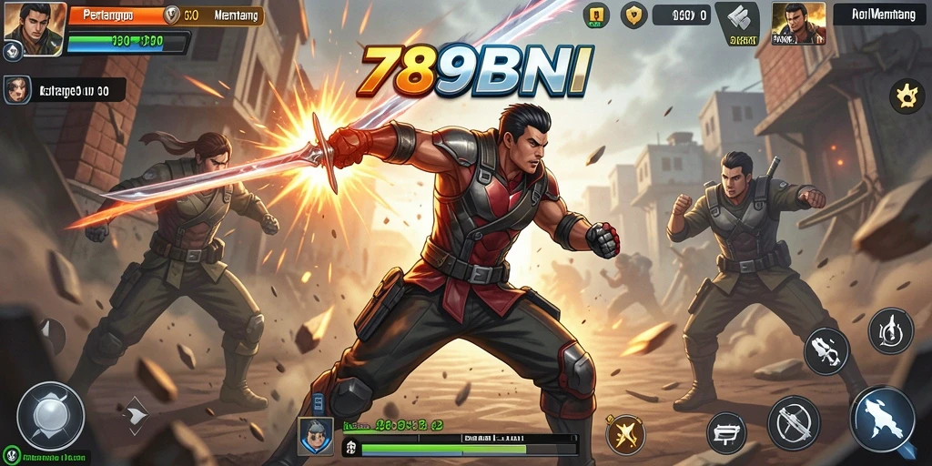 Screenshot gameplay 789BNI menunjukkan pertarungan intens yang mendebarkan.