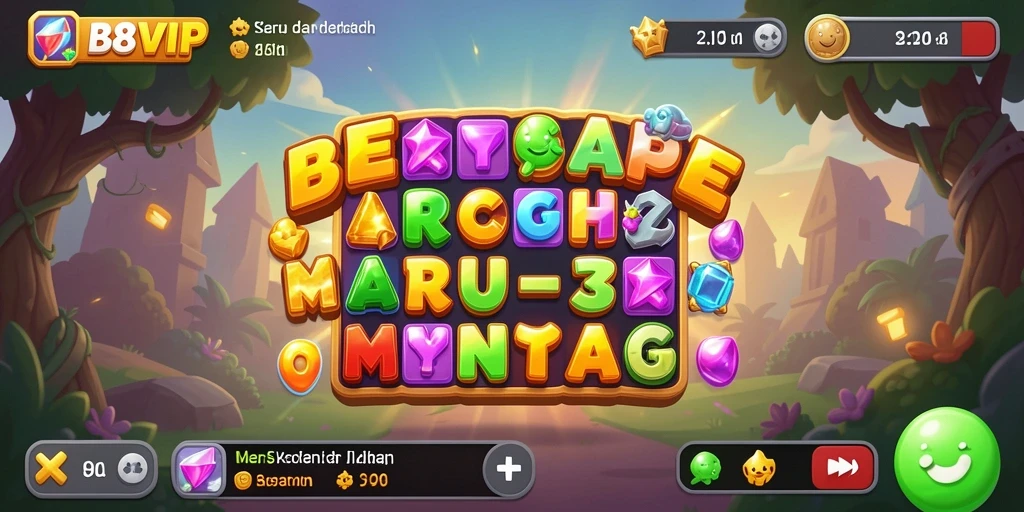Tampilan gameplay B8VIP dengan ikon berwarna-warni yang saling bersaing.