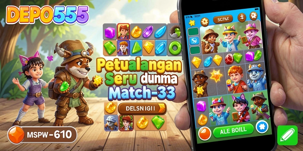 Tampilan gameplay DEPO555 yang menarik dengan tantangan Match-3.