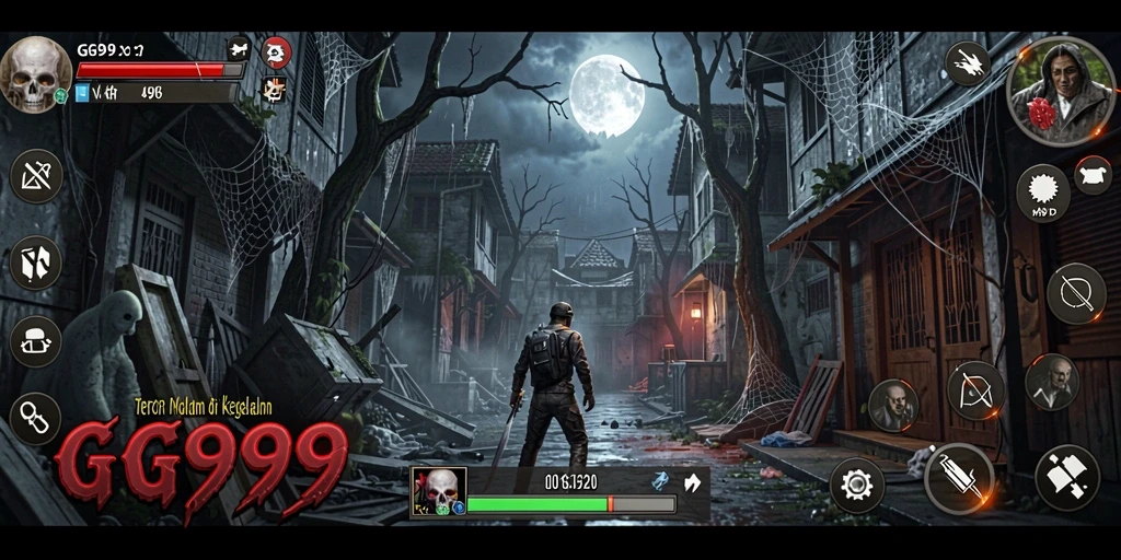 Screenshot gameplay GG999 yang memperlihatkan suasana menakutkan.