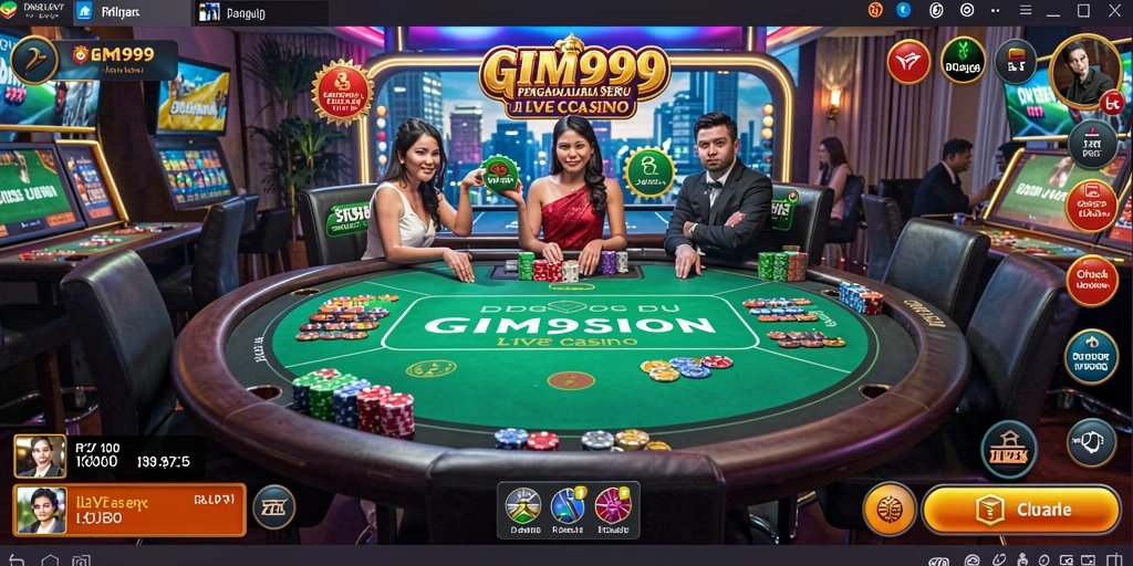 Tampilan gameplay GIM999 dengan dealer langsung dan suasana mendebarkan.