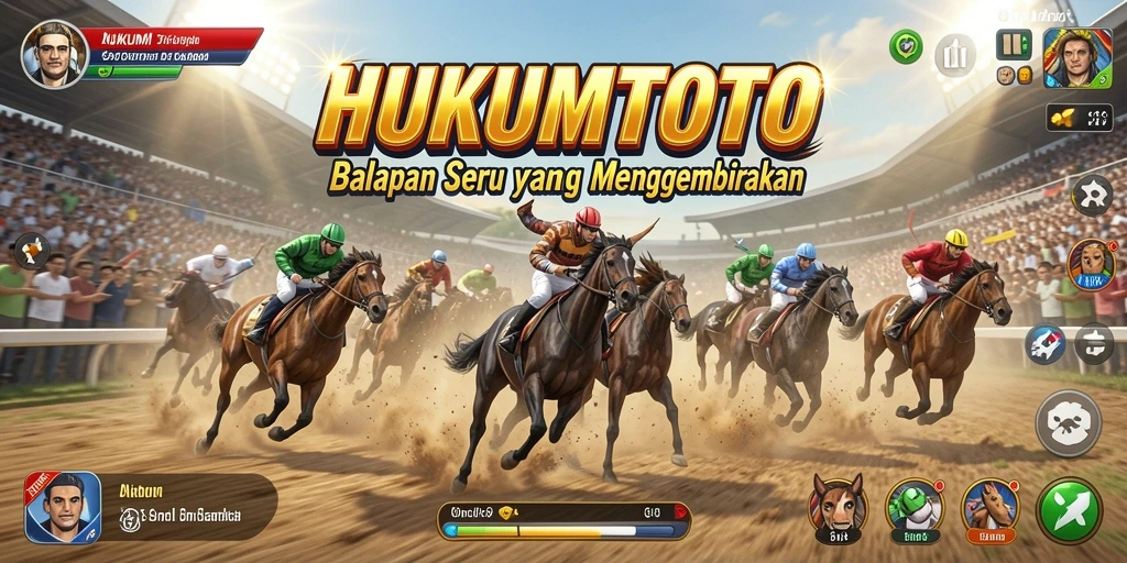 Screenshot gameplay HUKUMTOTO menampilkan balapan yang mendebarkan dan mobil cepat.