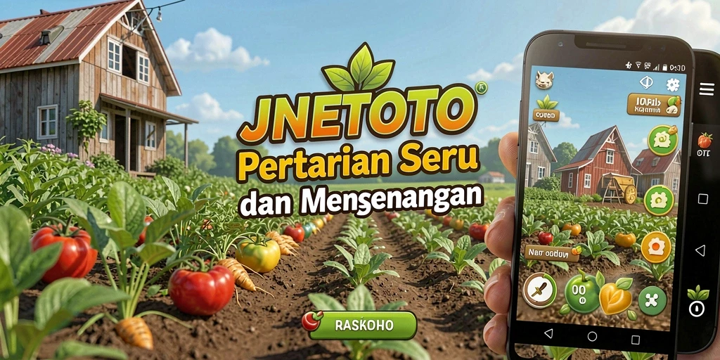 Screenshot gameplay JNETOTO menunjukkan momen seru saat bertani.