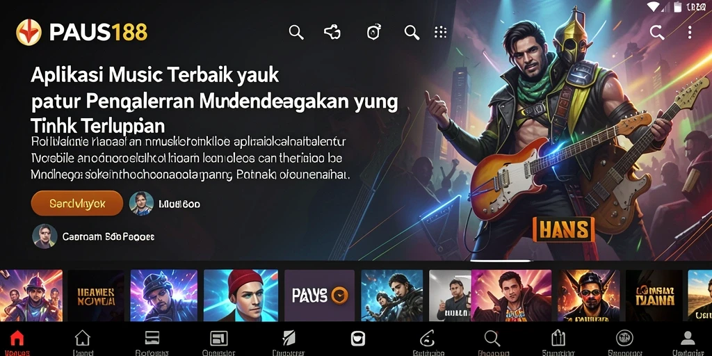 Tampilan utama PAUS188 dengan berbagai pilihan lagu dan fitur menarik.