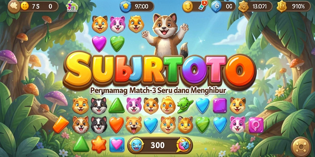 Tampilan gameplay SUBURTOTO dengan tantangan mencocokkan warna-warni.